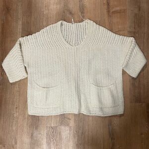 Free People Oversized Deep V Patch Pocket Knit Sweater